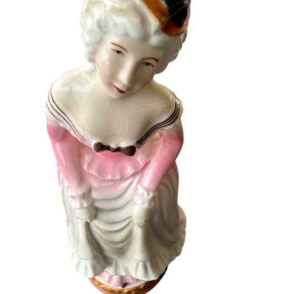 Vintage Moriyama Porcelain Colonial Lady Figurine 7.5" Pink Occupied Japan! - Picture 4 of 5